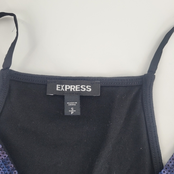 Express Deep v Silver Sequin Bodysuit Size S - Picture 3 of 6